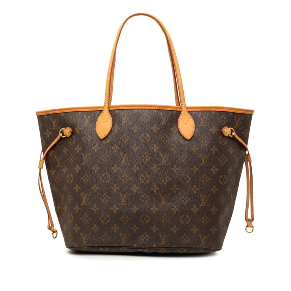 LOUIS VUITTON Brown Monogram Leather Neverfull MM Shoulder Bag